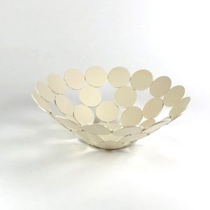 White Display Bowl, Metal Circles